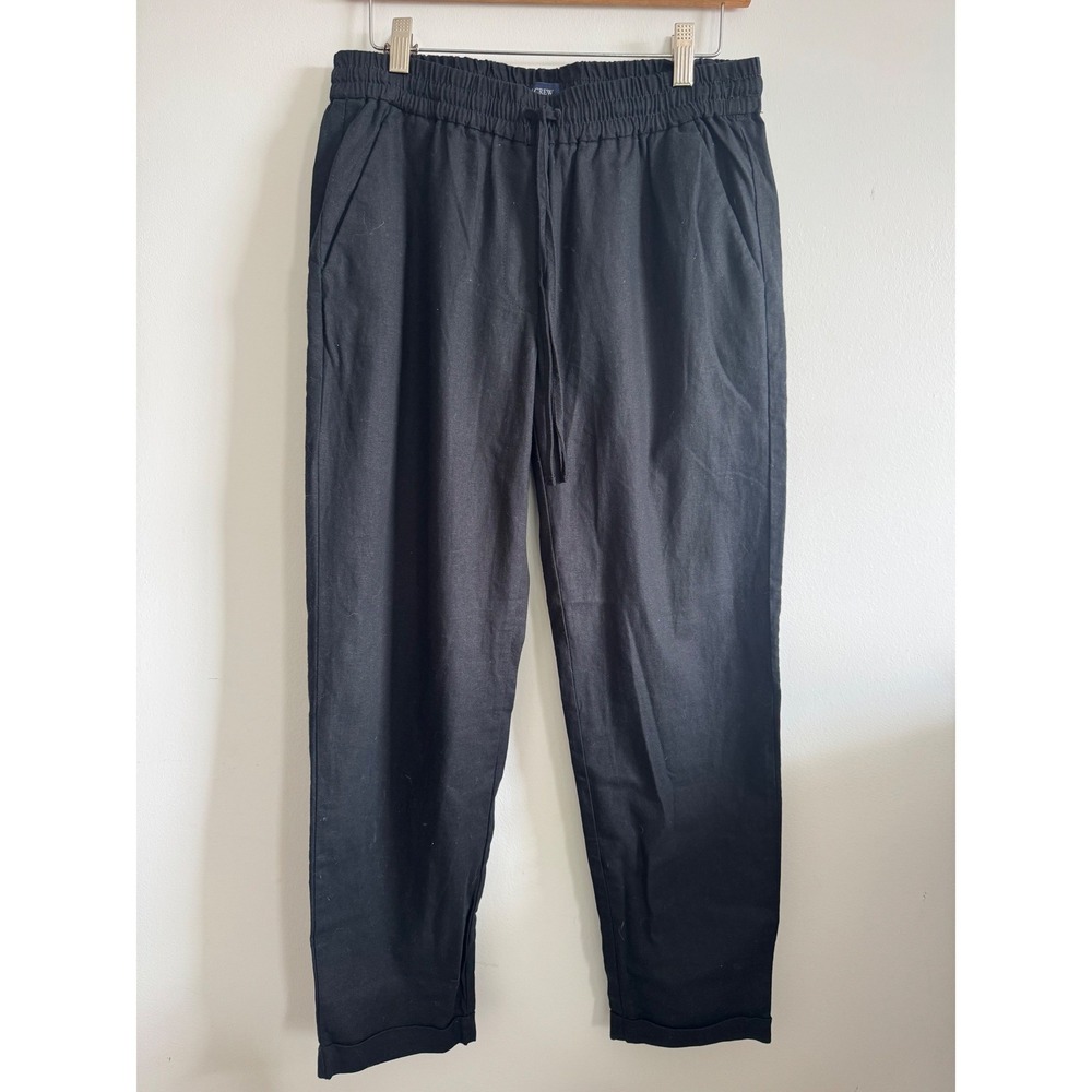 J.Crew Womens Pants Black Linen Cotton Blend Drawstring‎ Basic Lightweight